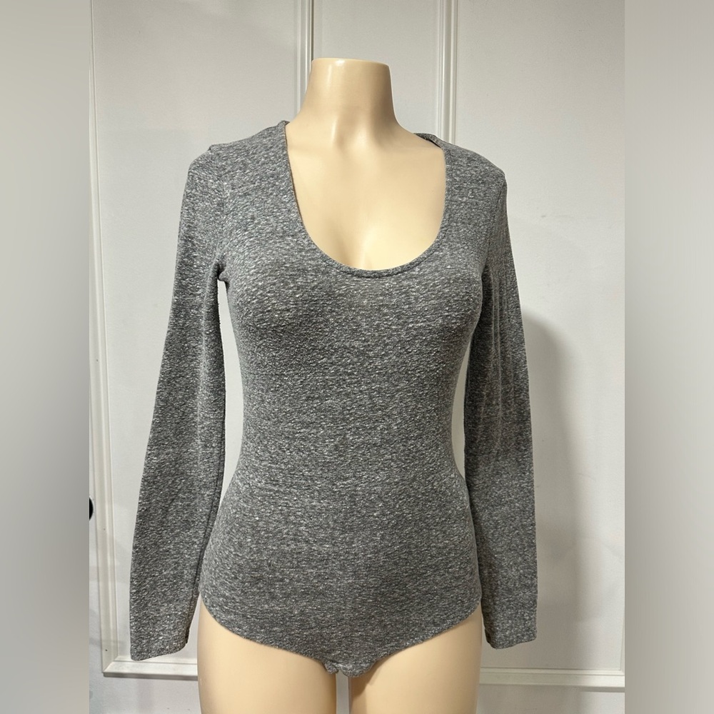 Madewell Song Scoop Bodysuit Heather Gray Size Small